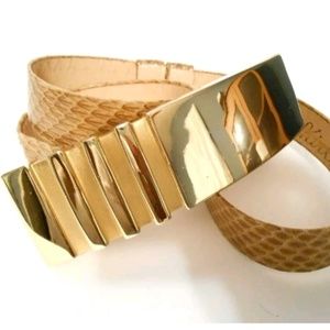 Alexis Kirk Gold Tan Snake Belt Size Small Medium